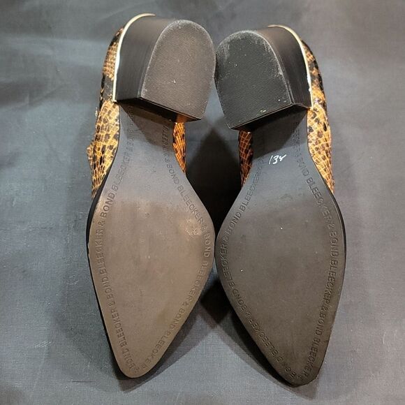 BLEECKER & BOND SNAKE PRINT CHUNKY HEEL SLIP-ON POINTED TOE BOOTIE - Picture 12 of 15